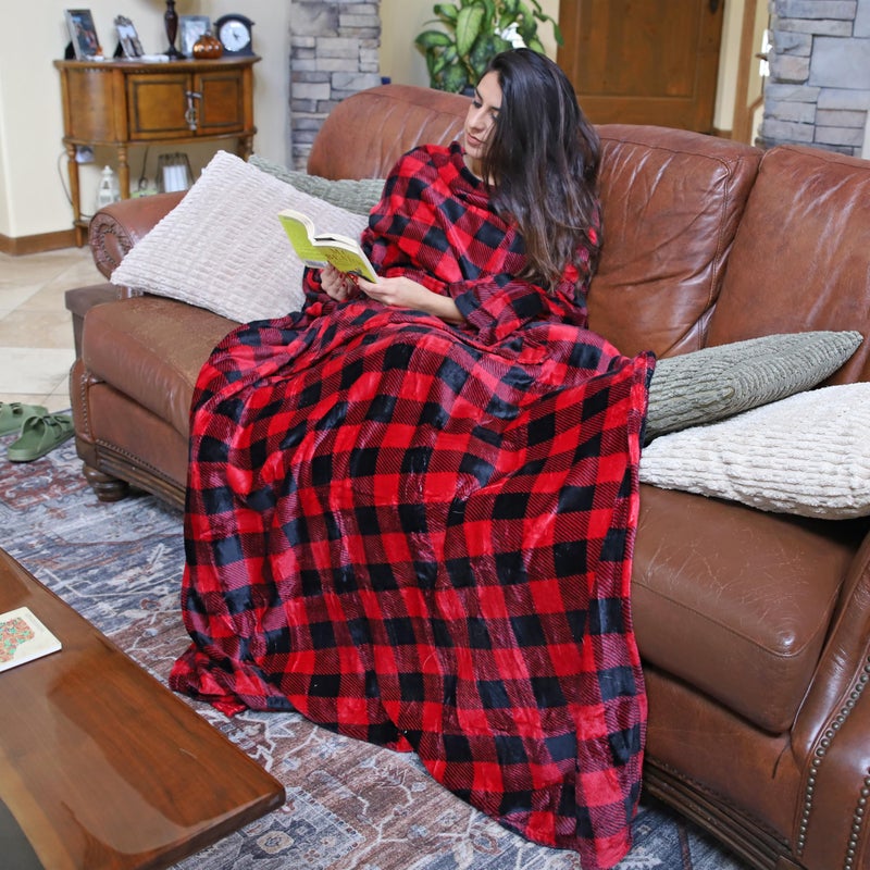 Solaris Wearable Blanket with Sleeves for Adults, Softness Comfort Warmth Fleece Gift for Women Men, Snuggy Body Throw TV Blanket for Home Office Lounge, Gift for Your Lover - Image 3